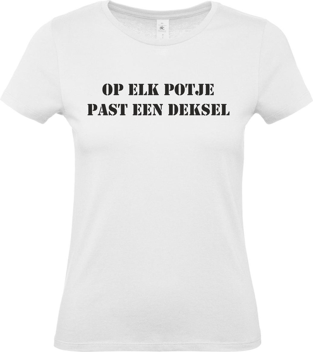 Dames t-shirt Op elk potje past een deksel | Regenboog vlag | Gay pride kleding | Pride shirt | Wit | maat L